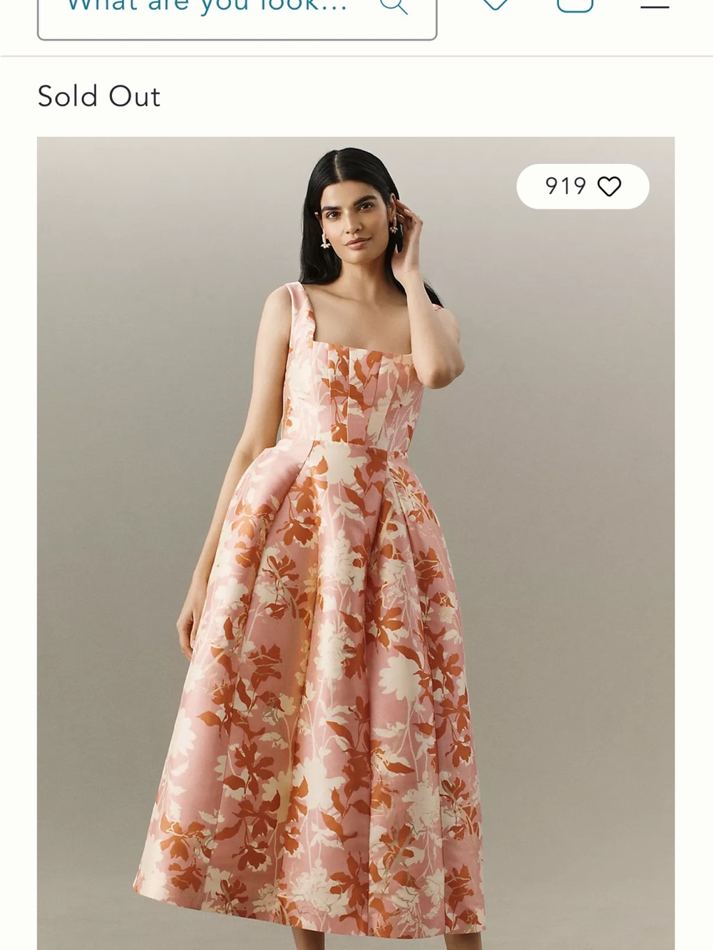 BHLDN Pink and Rust Floral Midi Dress